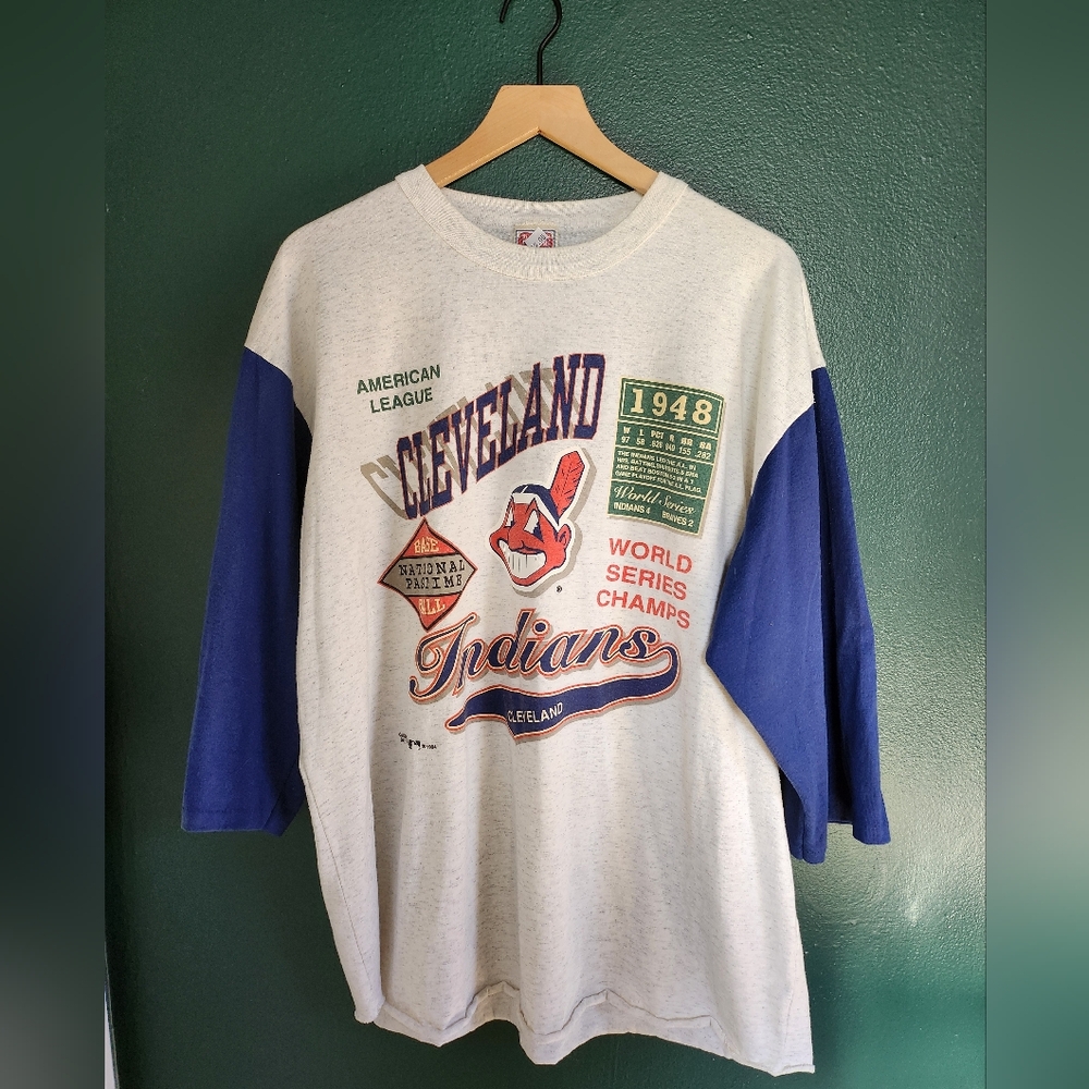 Vintage 1994 Cleveland Indians Raglan Shirt - Blue & White